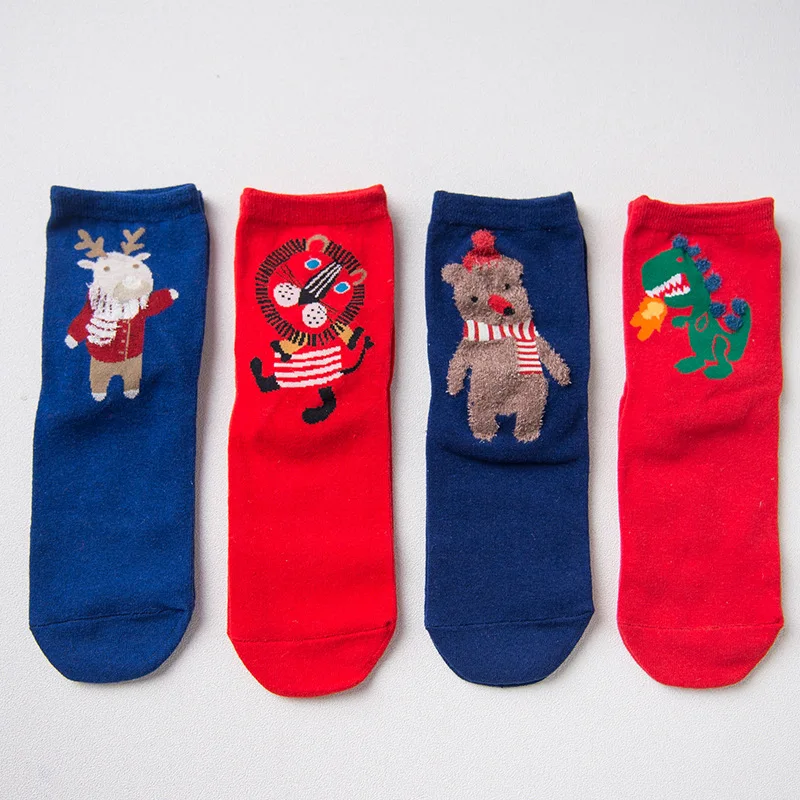 4 Pair/ Lot 2017 Christmas Sock New Arrived Sweet Cartoon Design Autumn And Winter Xmas Socks For Lady Girls Year Gift | Женская одежда