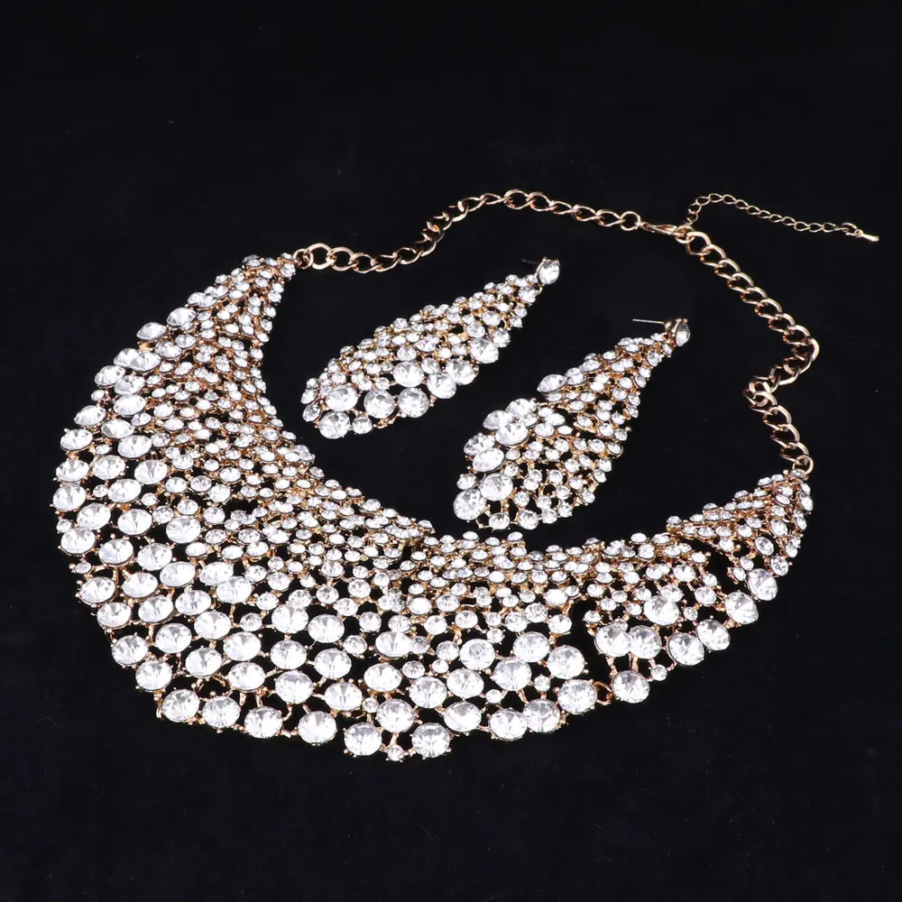 Модные наборы свадебных ювелирных изделий свадебное ожерелье серьги для невест