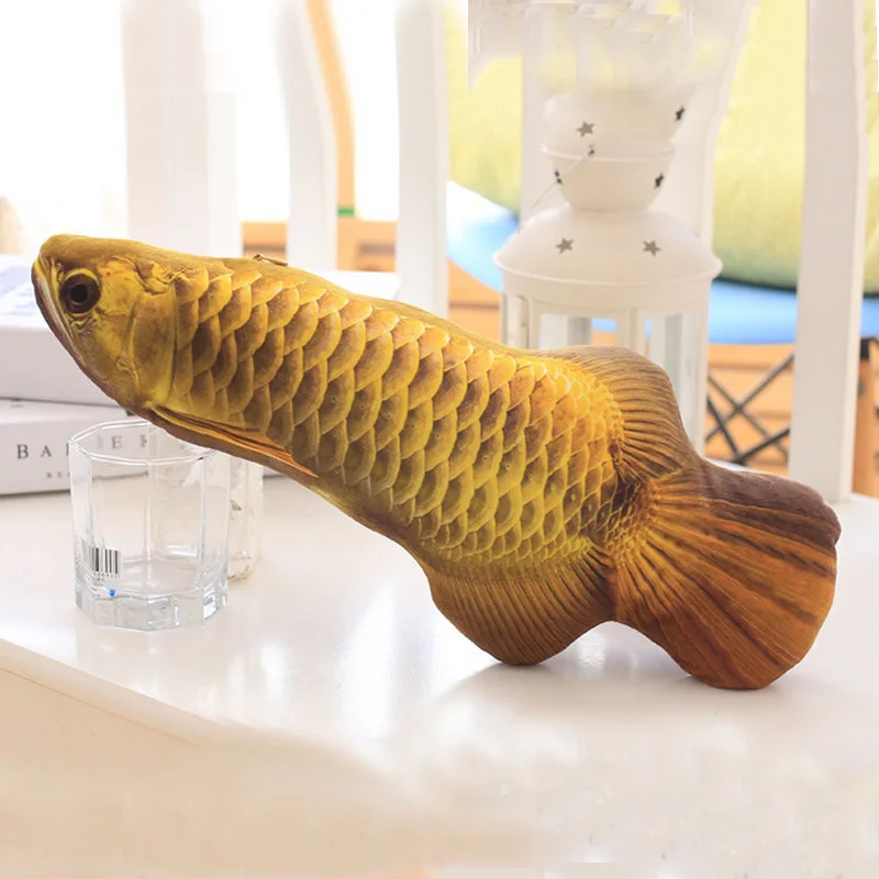 Arowana 1 шт., креативные игрушки для домашних животных, кошек, котят, жевательных кошек, кошачья мята, мягкая Рыбка, интерактивный котенок, продукт 20 см, 30 см, 40 см, четыре размера - Цвет: Arowana