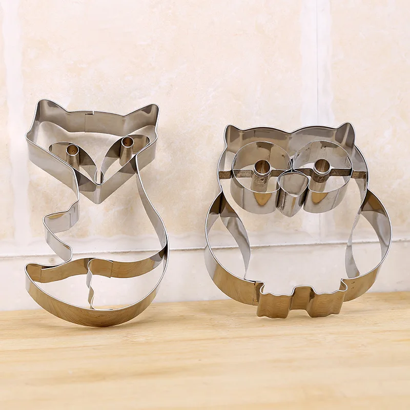 Новые Нержавеющая сталь торта DIY печенье печенья мультфильм сова лиса Форма