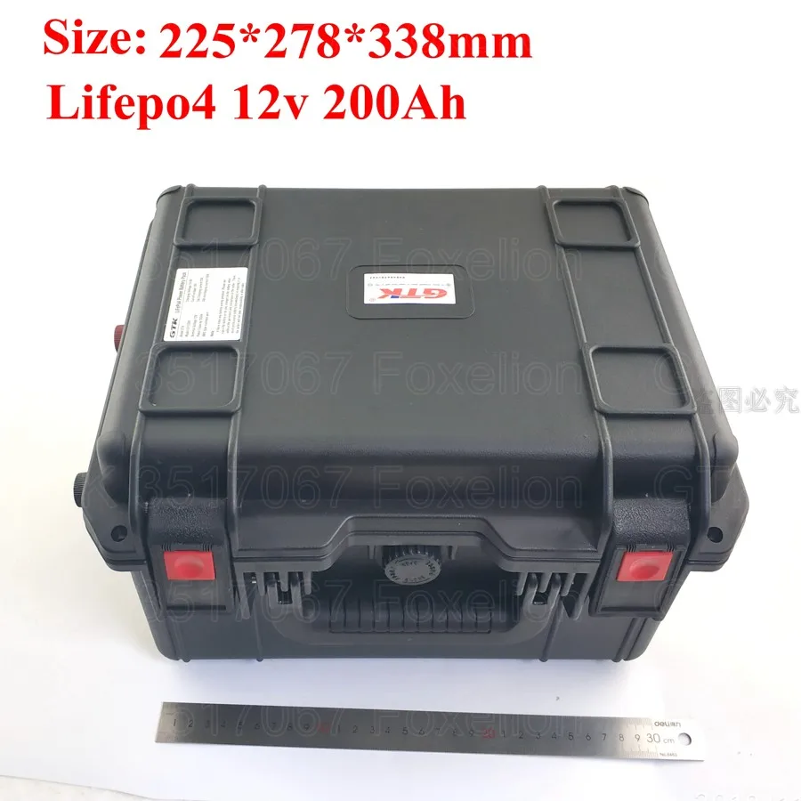 12v 200Ah lifepo4 Батарея 12 8 v Водонепроницаемый чехол 100A BMS для солнечных батарей RV