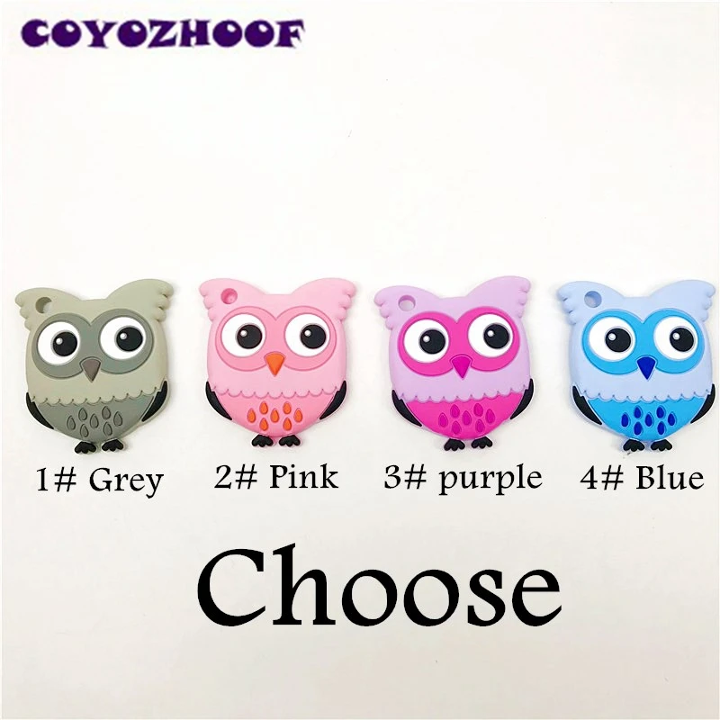 

Baby Teether 10pcs Silicone Teething Cartoon Owl Shape Sensory Chew Pendant Baby Toy DIY Nursing Necklace Accessories