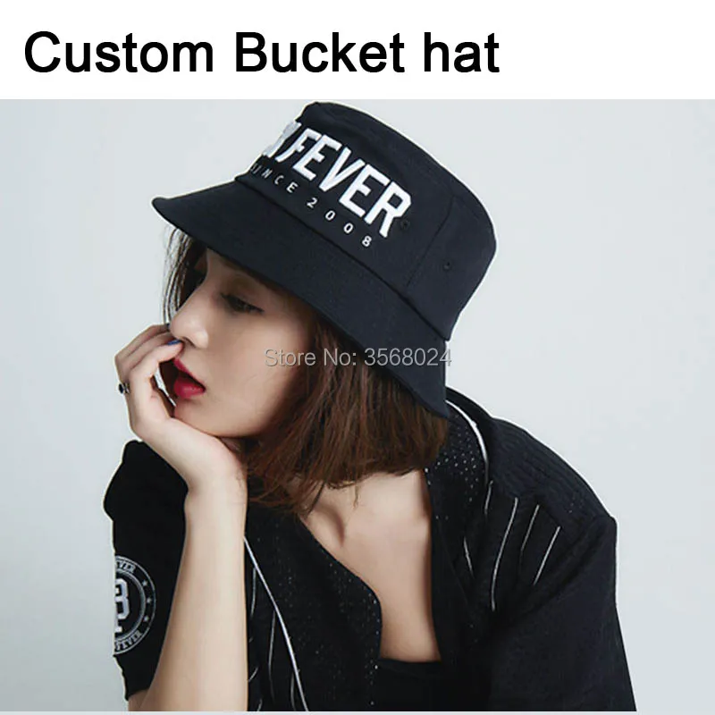 

10pcs a lot Factory Bucket Hat Bonnie Brim Custom LOGO/letter Casual Unisex Sun hat 3D embroidery LOGO Cotton fishermen Cap