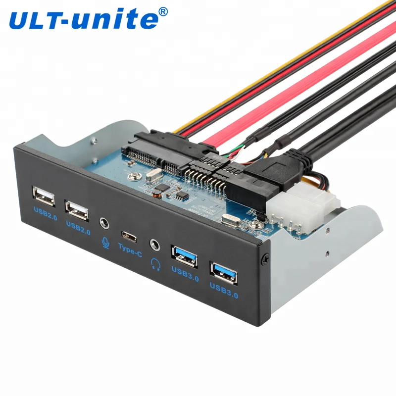 Новое поступление 5 25 дюйма USB 3 0 2 Type C HD аудио порт Фронтальная панель алюминиевый