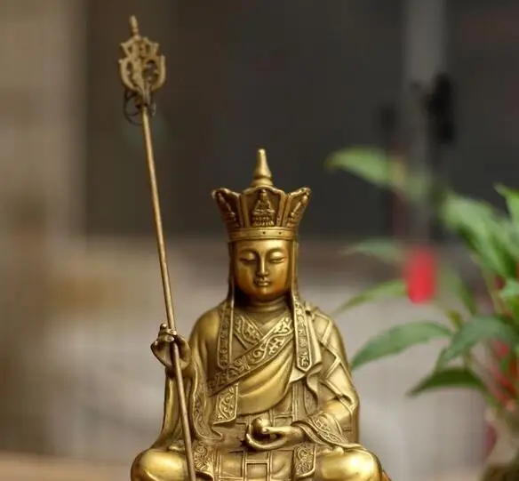 8&quotChinese Buddhism brass Copper Ksitigarbha Jizo King Bodhisattva Buddha Statue | Дом и сад