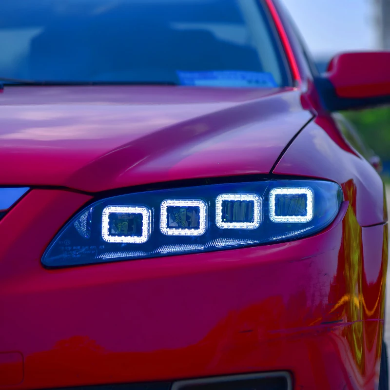 

Car Styling for Mazda 6 Headlights 2004-2012 Mazda 6 LED Headlight DRL high low Beam LED 4 LED lens Dynamic streamer turn signal
