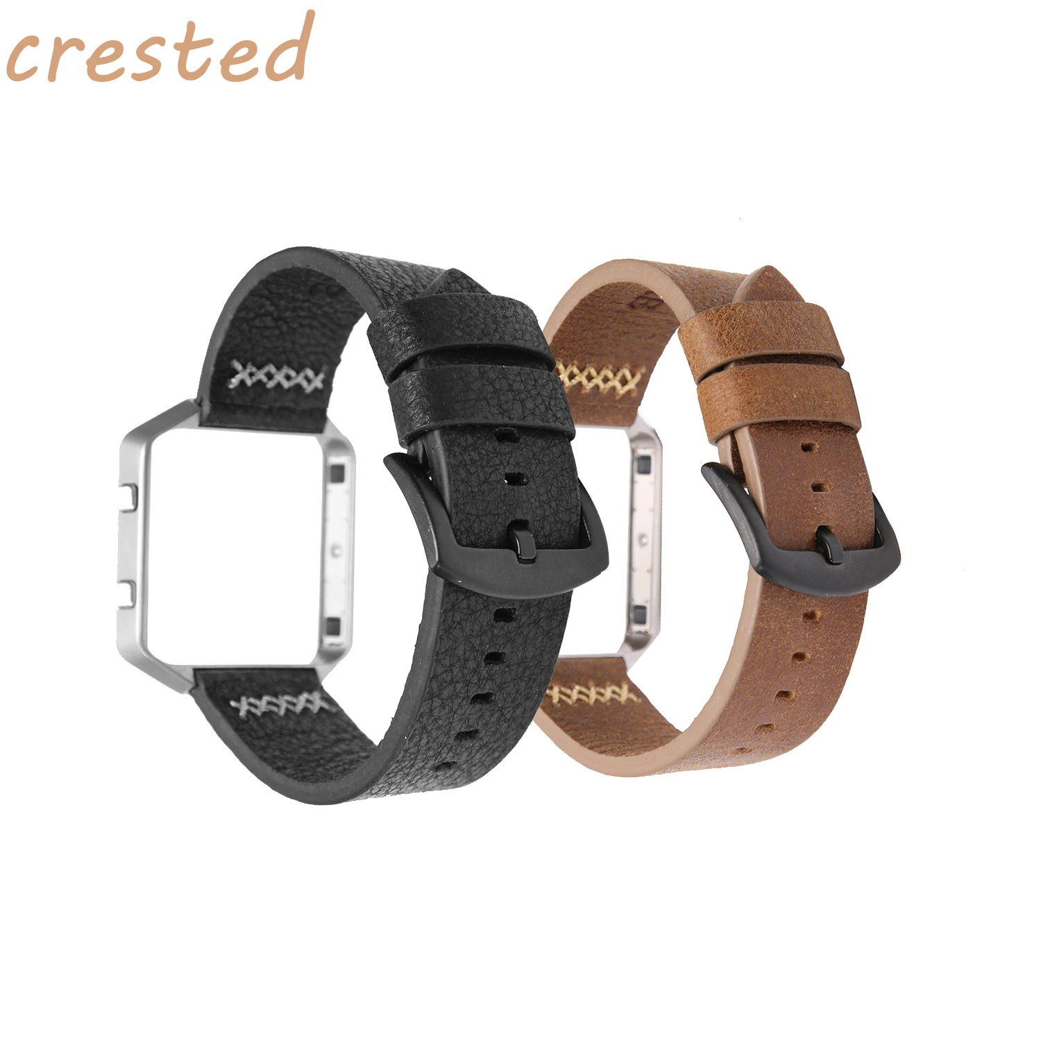 Ремешок из натуральной кожи для Fitbit Blaze western cowboy Кожаный ремешок с металлической