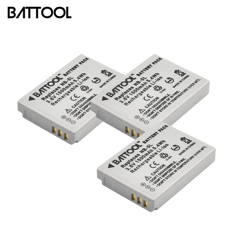 Batcool 3 шт. 1500 мАч NB 5L батареи для Canon S100 SX210 SX220 SX230 HS SD800 SD850 SD900 SD950 IS SD970 SD990