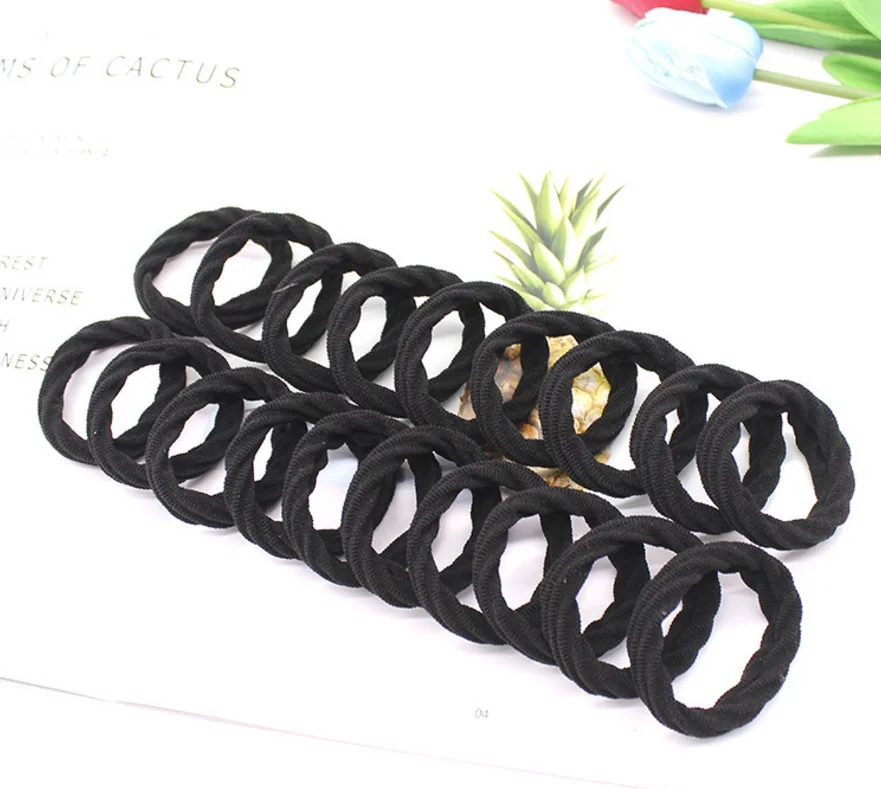 style2 black 20 шт./лот, корейские женские эластичные резинки для волос, одноцветные кольца для полотенец, волнистые геометрические аксессуары для волос для женщин, лента для волос, модные резинки для волос - Цвет: style2 black