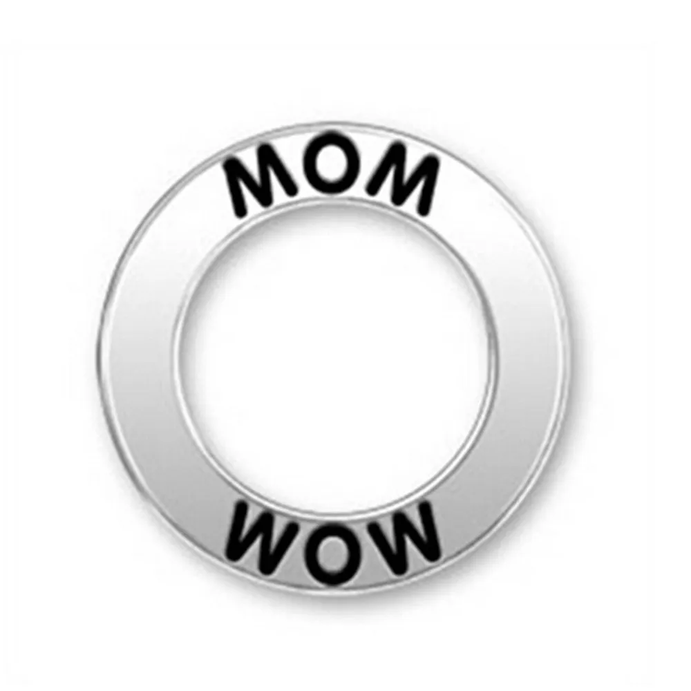 Двустороннее кольцо с гравировкой мама|affirmation ring|circle charmcharm mom |