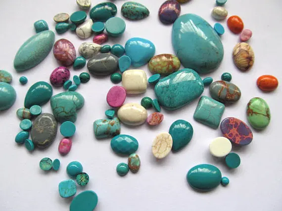 

batch 4-20mm 100pcs high quality turquoise cabochons round oval drop square rectangle beads