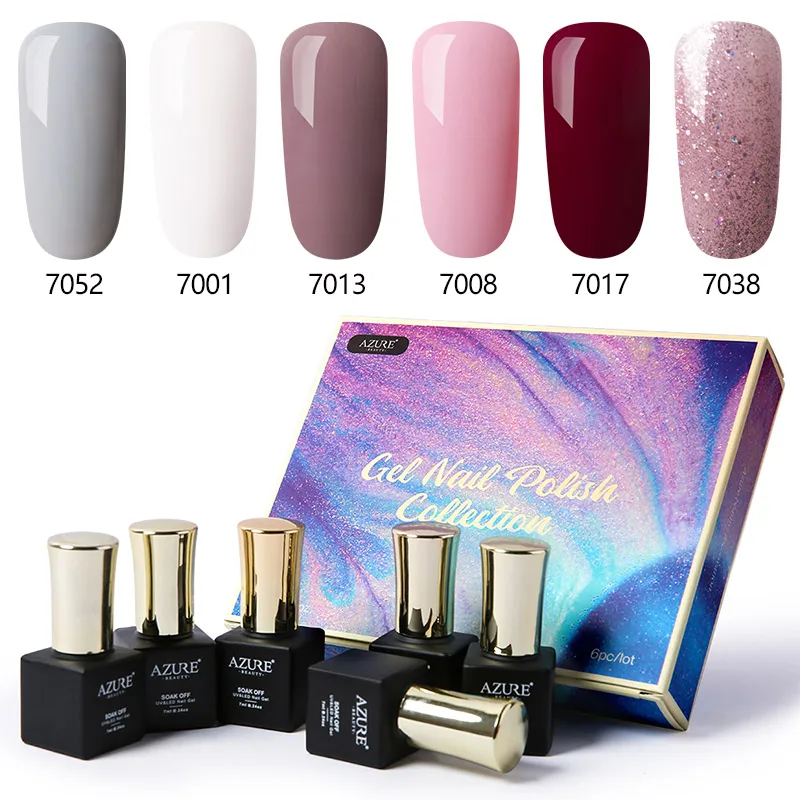Set 1 Azure beauty, 6 шт./лот, Гель-лак для ногтей,, 7 мл, цветной, гель для ногтей, набор, гель для ногтей, гель для ногтей, УФ-лак для ногтей, долговечный, Набор лаков для ногтей - Цвет: Set 1