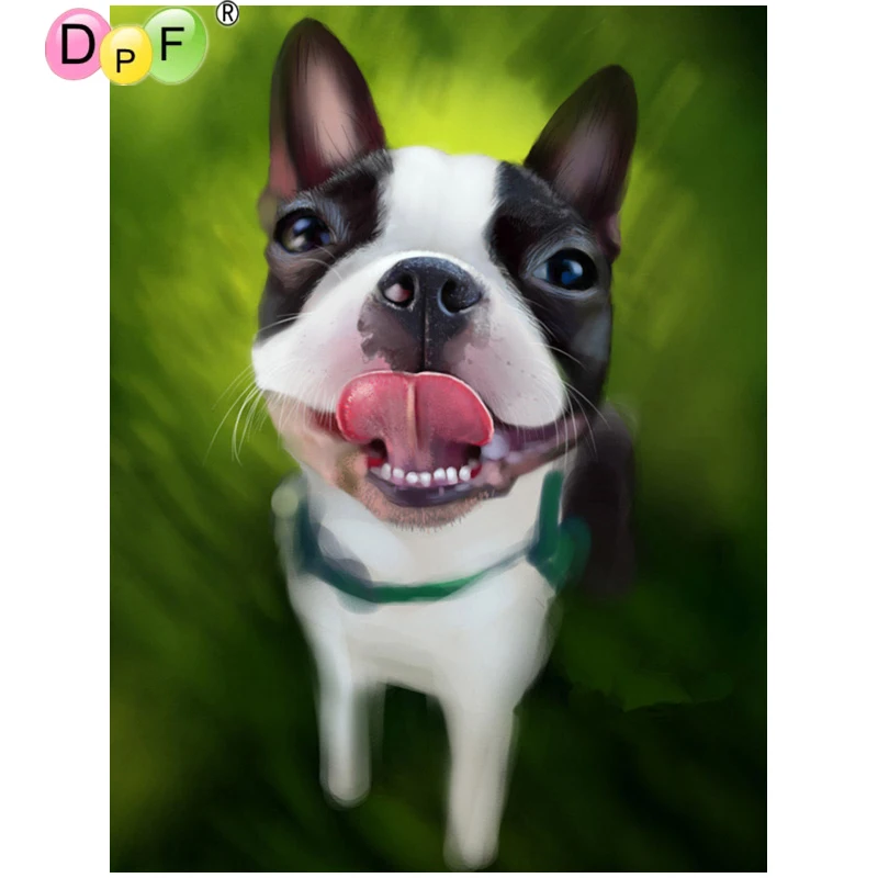 DPF 3D Diamond Embroidery Bullfighting dog Painting Cross Stitch Square diamond Mosaic kit Needlework home Decor picture | Дом и сад