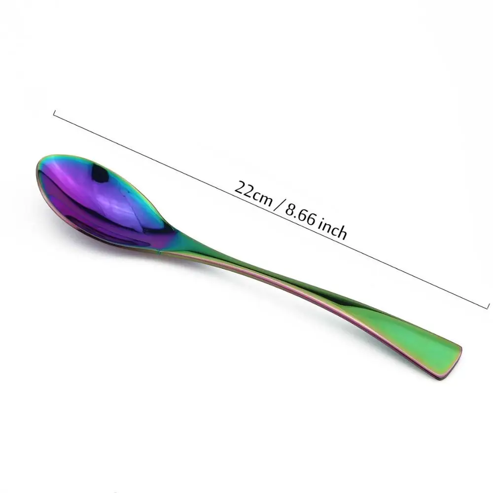 DINNER SPOON JANKNG 1-Pieces Радужный набор посуды красочное Зеркало Набор посуды из нержавеющей стали Западный столовый набор для кухни аксессуары - Цвет: DINNER SPOON