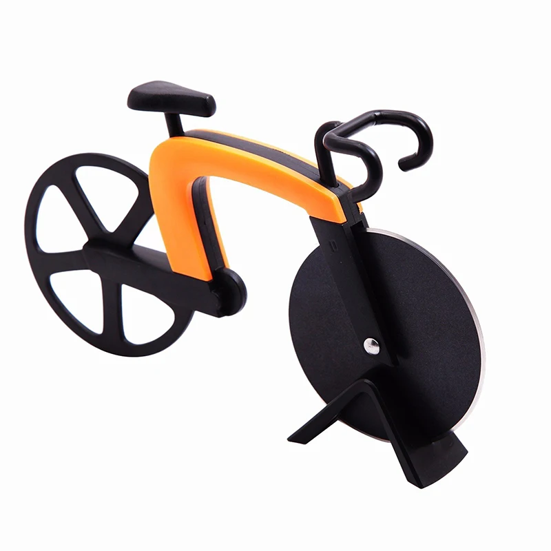 Bicycle Pizza Cutter Stainless Steel Blades with Non-stick Coating Serveware Kickstand Bike Knife Cooking Tools | Дом и сад