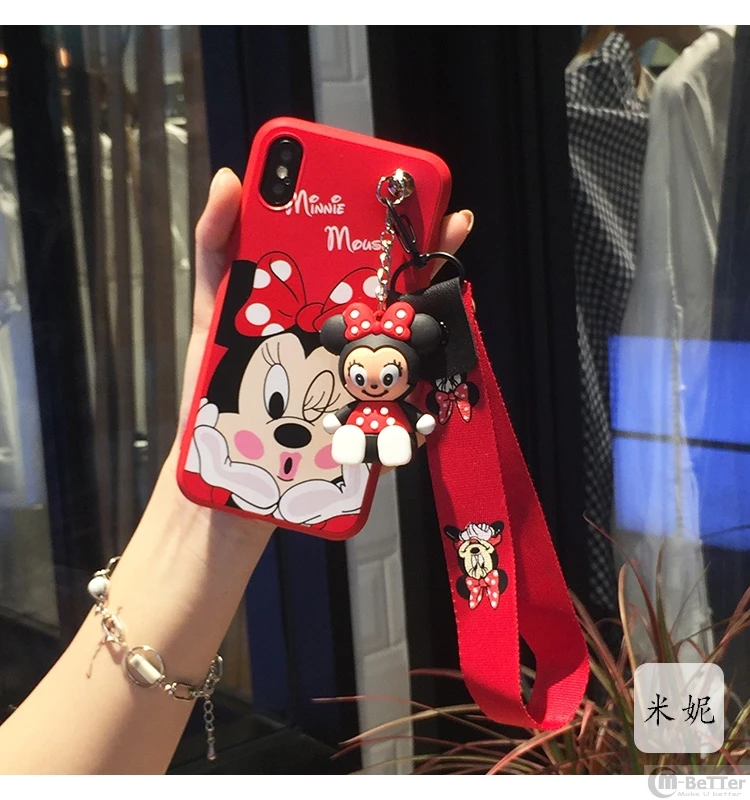 For Samsung Note 8 case cute mouse phone cover Galaxy S6/S7 edge cartoon animal note 5 couple shell + strap toy holder |