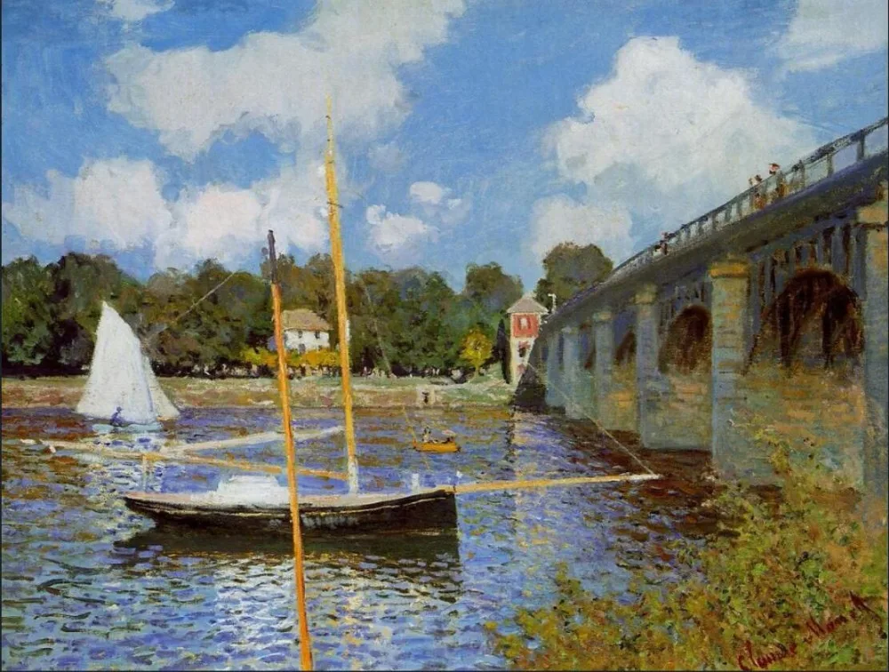 Высококачественная картина маслом изображения на холсте The Bridge at серебристо (1874)