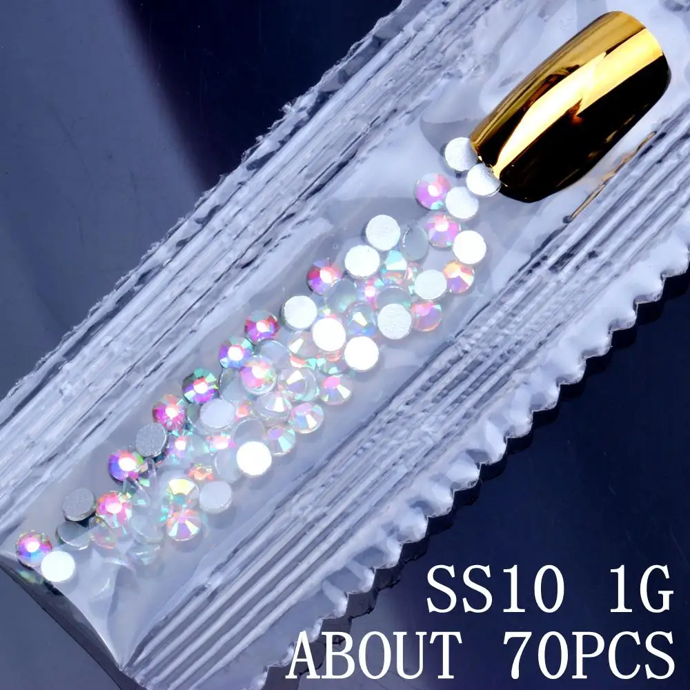 Clear AB ss10 1g Ногти "сделай сам" 6 г 1500 шт Crystal Кристалл Стразы AB с плоским основанием, для ногтей горный хрусталь 3D не исправление ногтей искусство инструмент для маникюра - Цвет: Clear AB ss10 1g