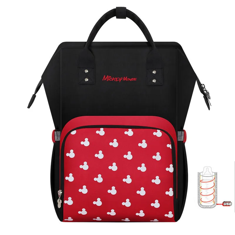 Прозрачный Сумка для подгузников disney, рюкзак для мамы, USB бутылочка с подогревом, Детская сумка для мамы, сумка для подгузников для мамы, мокрая Большая вместительная сумка для мамы - Цвет: Прозрачный
