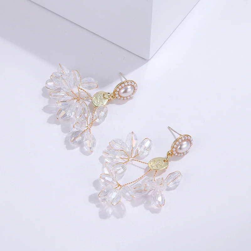 YMYW модные темпераментные хрустальные висячие серьги Coppe имитация жемчуга ручной