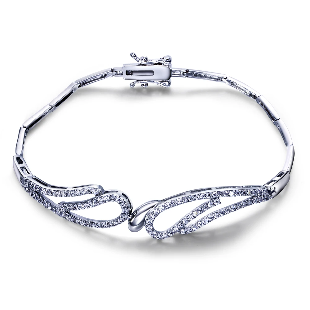 Модный браслет с родиевым покрытием очаровательный белым кубическим цирконием