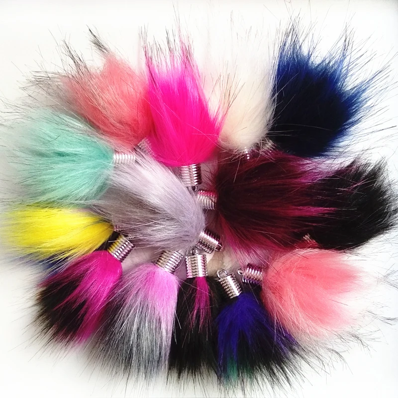 12 шт./лот Красочный милый помпон из искусственного меха енота в форме капли воды