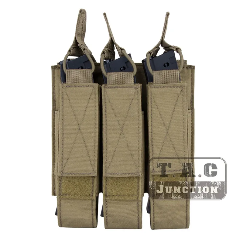 KH Emerson страйкбол Охота Тактический модульный MOLLE тройной Открытый Топ SMG Mag Чехол EmersonGear журнал Перевозчик для MP5/MP7/KRISS - Цвет: KH
