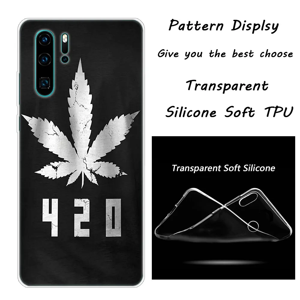 008 Abstractionism Art high weed Luxury Silicone Phone Case for Huawei P30 P20 Pro P10 P9 P8 Lite P Smart Z Plus NOVA 3 3i - Color: 008