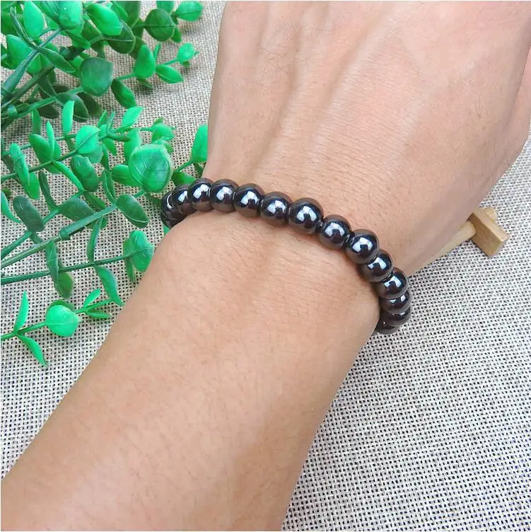Weight Loss Magnetic Hematite Round Beads Stretch Bracelet Health Care Therapy 6mm Anti-Fatigue Slimming B3032 | Украшения и