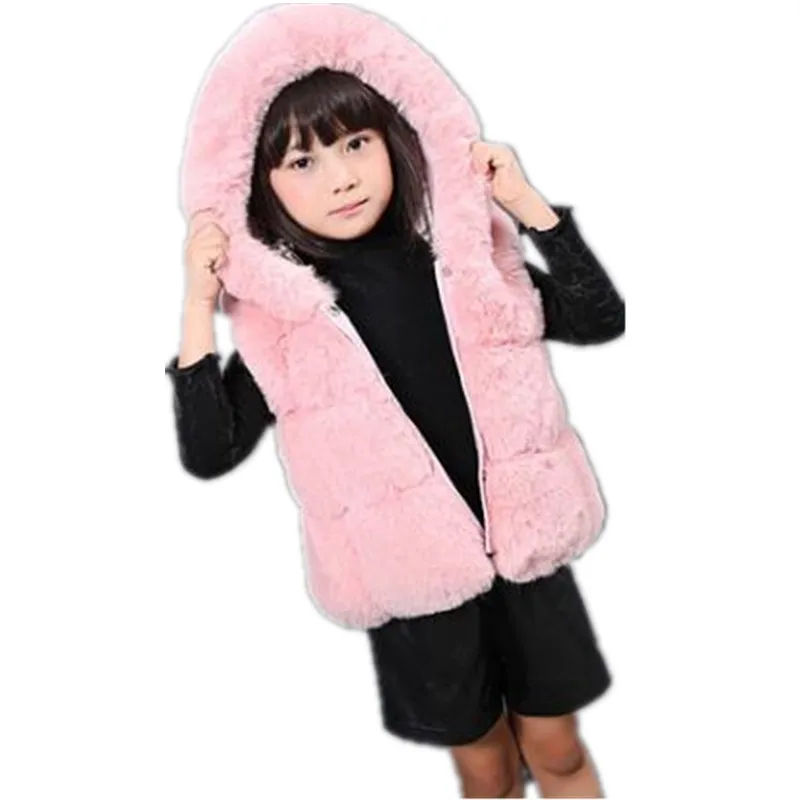 Luxury Baby Girl Clothing 2019 Autumn Winter Sleeveless Vest Faux Fur Coats Warm Thicker Hooded Cotton Cute Jackets N31 | Детская одежда