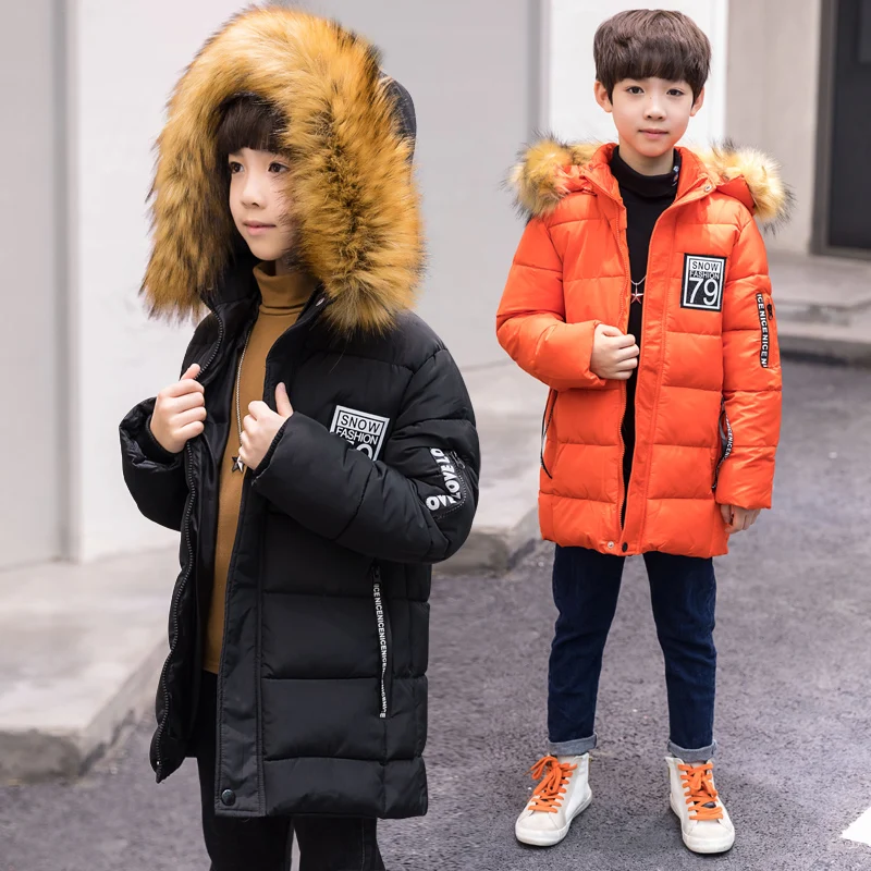 Детская одежда теплое зимнее пальто для мальчиков Длинная утепленная куртка 2018