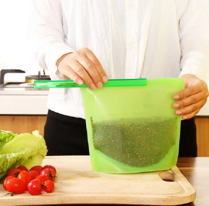 1 шт. многоразовые силиконовые пакеты для хранения пищевых продуктов герметичное уплотнение свежий мешок обертывания уплотнение контейнеры для пищевых продуктов моющиеся кухонные принадлежности для приготовления пищи