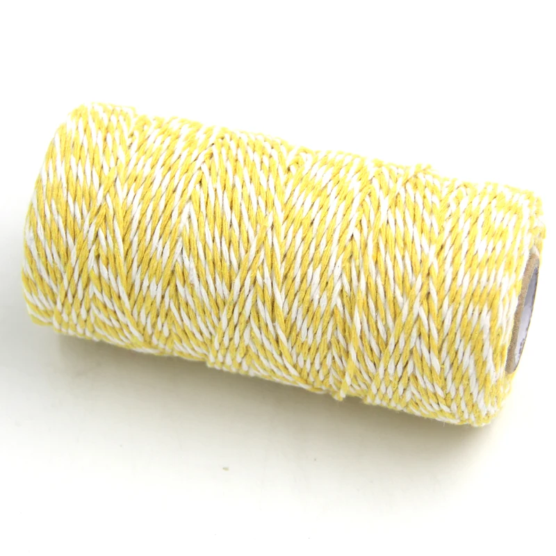 Yellow and White Новинка! 100 Ярд/рулон DIY хлопковый пекарь шпагат полоса линия для свадьбы День рождения сувениры украшения подарок ремесло посылка поставки - Цвет: Yellow and White
