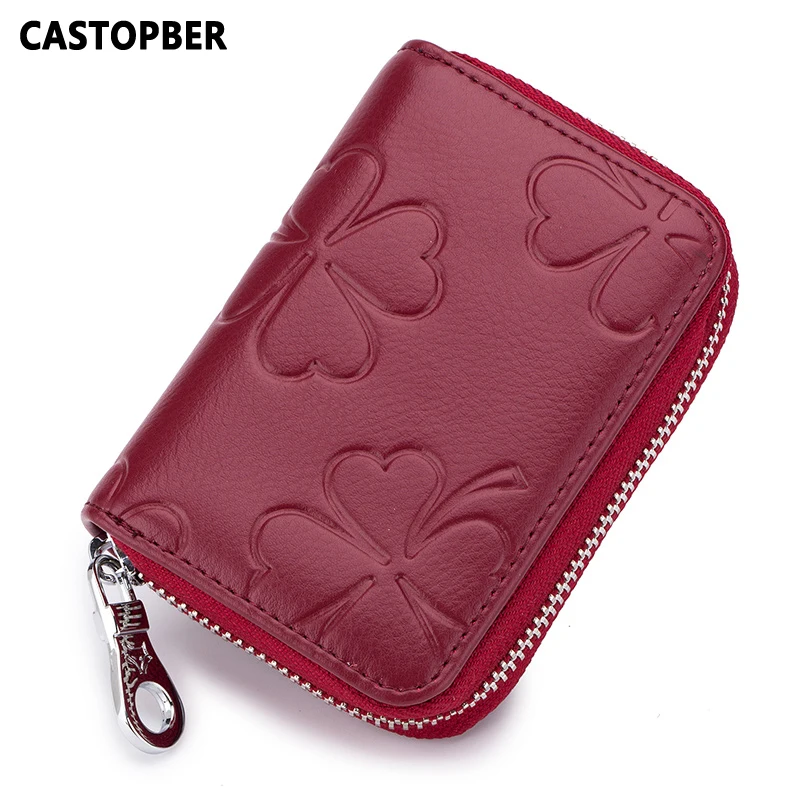 Модный аккордеон держатель для карт спилок кожа женская мода клевер цветок