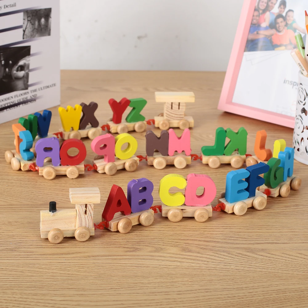 Деревянный поезд с буквами алфавита 15 шт.|Железные дороги| |