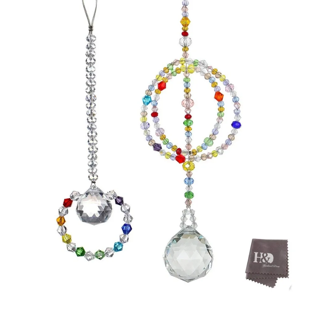 H & D люстра хрустальный шар Радуга чакра бусины Висячие Suncatcher украшения набор из