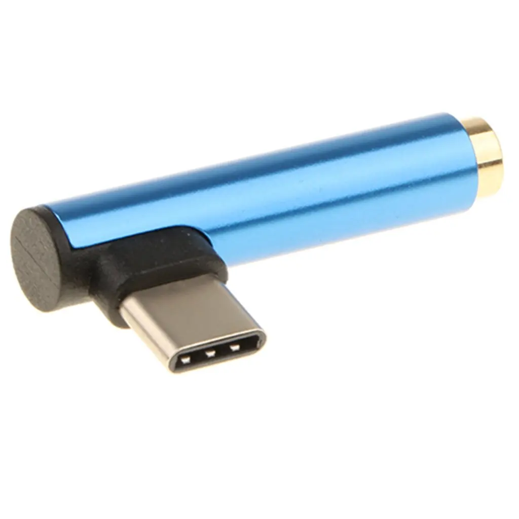 Металлический usb type-C штекер на 3,5 мм гнездо для наушников Usbc type C до 3,5 аудио Aux адаптер для huawei mate 20 Pro Xiaomi Mix 2 - Цвет: Синий