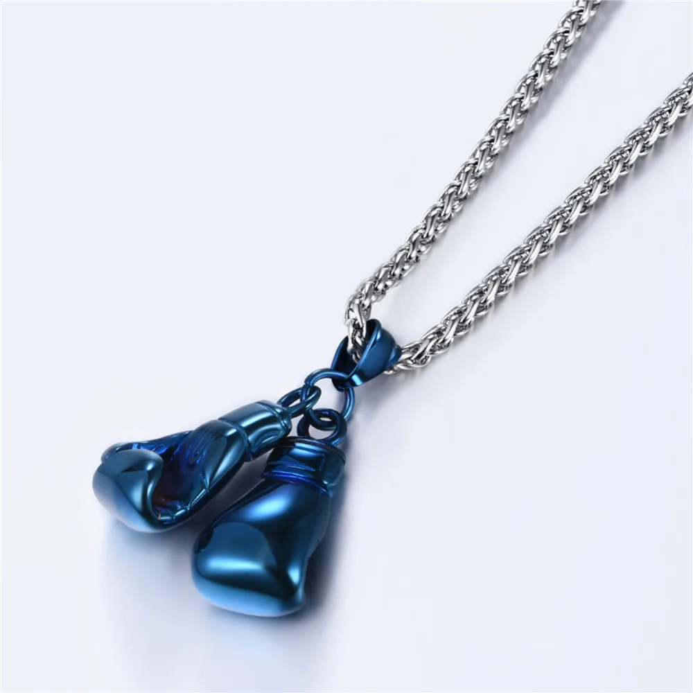 Kpop Necklace Men Sport Jewelry Boxer Gift Stainless Steel Gold Color Boxing Gloves Pendant Necklace P2171