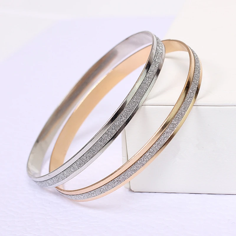 

Matte Bangles Fashion Double Ring Bracelet Female Metal Bracelet New Fashion Korean Jewelry Wholesale - A Single Price