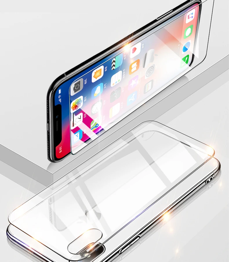 Переднее и заднее 2 шт. закаленное стекло для iPhone 8, 7, 6, 6S Plus, защита заднего экрана для iPhone X, XR, XS, Max, защитная пленка