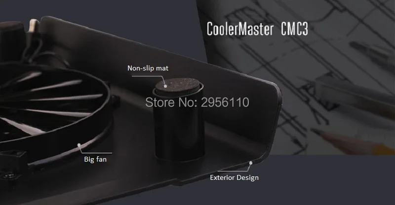 Cooler Master CMC3 ультра-тонкая охлаждающая подставка для ноутбука с 200 мм бесшумными вентиляторами для ноутбука охлаждающая подставка 9 ''-15,4'' для охлаждения маршрутизатора