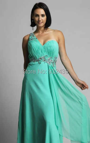 A Line One Shoulder Long Party Dresses Evening Gowns With Ruched Bodice Floor Length Crystals Plus Size Chiffon Prom Dress | Свадьбы и