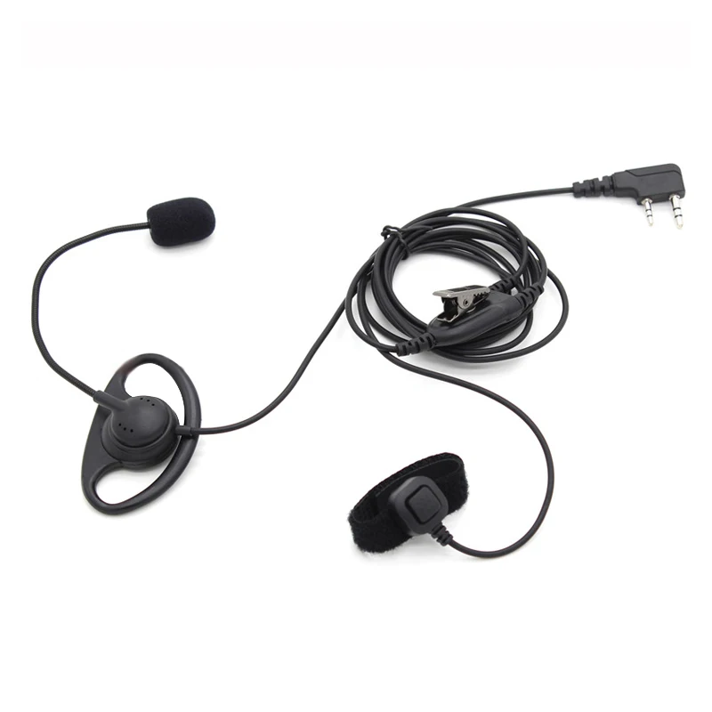 2 контактный D Форма Заушник гарнитура с пальцем PTT + микрофон для Kenwood радио BaoFeng UV