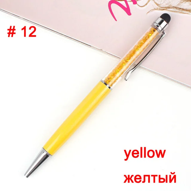 12 20 цветов кристальная шариковая ручка модный креативный Стилус для письма канцелярская ручка для офисов и школ шариковая ручка черный синий - Цвет: 12