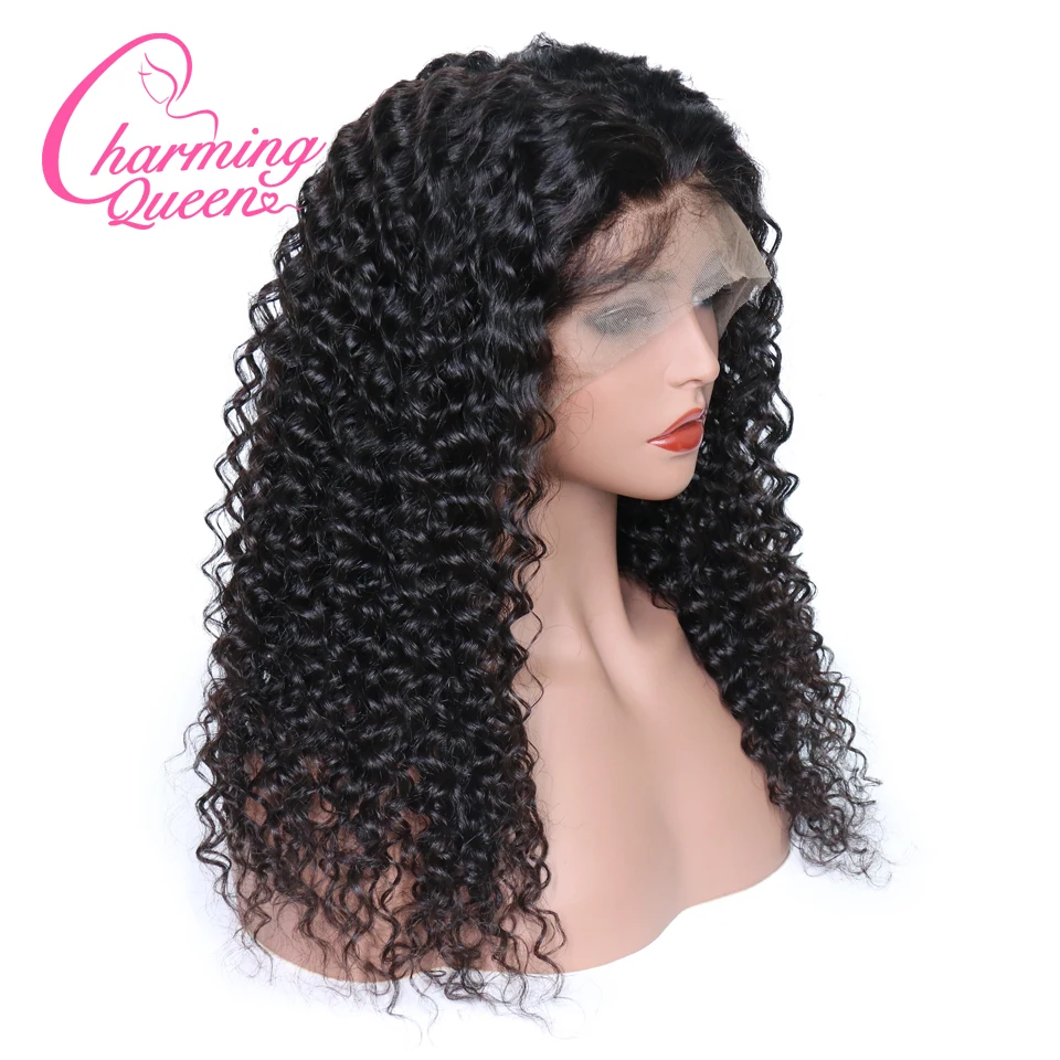 Вьющиеся Full Lace натуральные волосы парики Для женщин Glueless бразильского Волосы remy предварительно сорвал парики шнурка