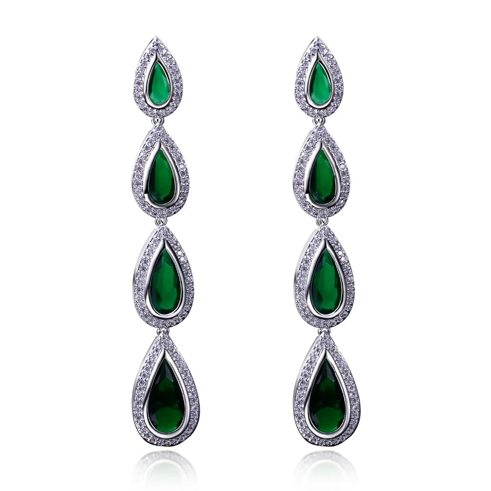New Design Long big Earrings oorbellen voor vrouwen Blue Green White Colors High Quality CZ Stones Tear Drop Crystal | Украшения и