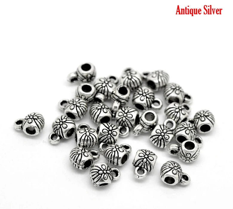DoreenBeads 20 шт. античные серебряные цветные цветочные узоры круглые бусины 9 мм x 6 (3/8