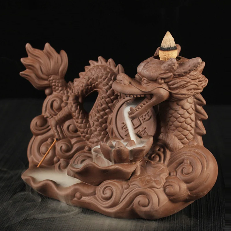 The High Quality Dragon Incense Burner Backflow Ceramic Home Decor Felicitous Machine Budda Decorative Gift Stick Holder | Дом и сад