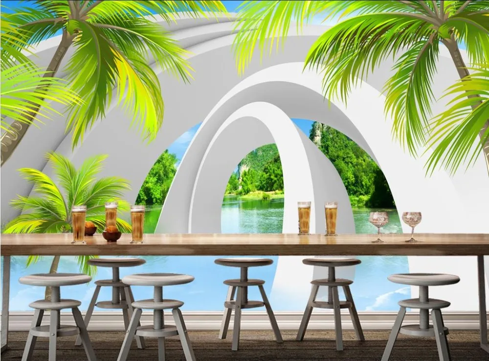 Пользовательские фото обои кокосовое дерево море для гостиной фон стены papel