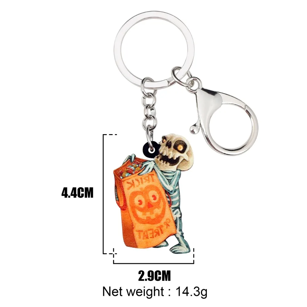 Bonsny Acrylic Halloween Novelty Troublemaker Skull Key Chains Keychain Rings Cartoon Jewelry For Women Girl Teen Handbag Charms | Украшения